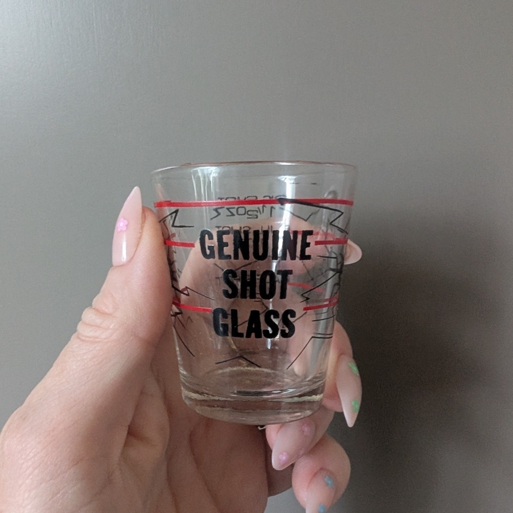 Genuine Shot Glass with Red Accents